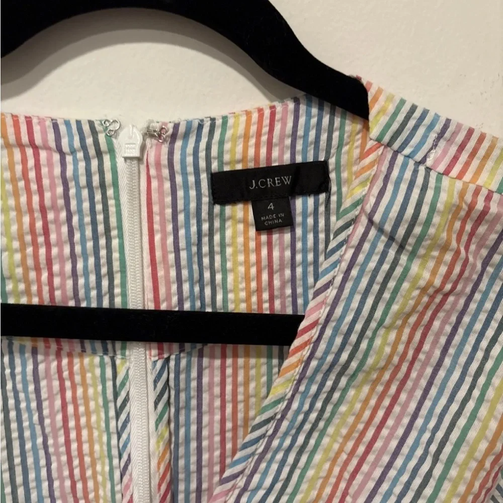 J.Crew V-Neck Peplum Rainbow Seersucker Top XS - Picture 3 of 5